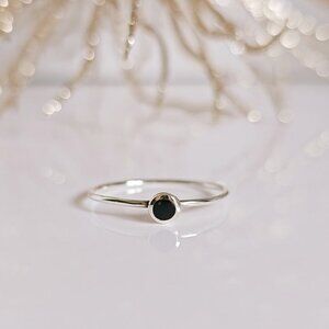 Dainty Black Onyx Ring, Sterling Silver Ring, Women's Onyx Ring, Minimalist Ring